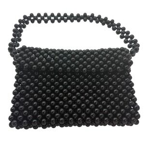 Vintage Japanese Sarne  Black Beaded Purse, Clutch, Bag, whimsygoth, retro 60’s